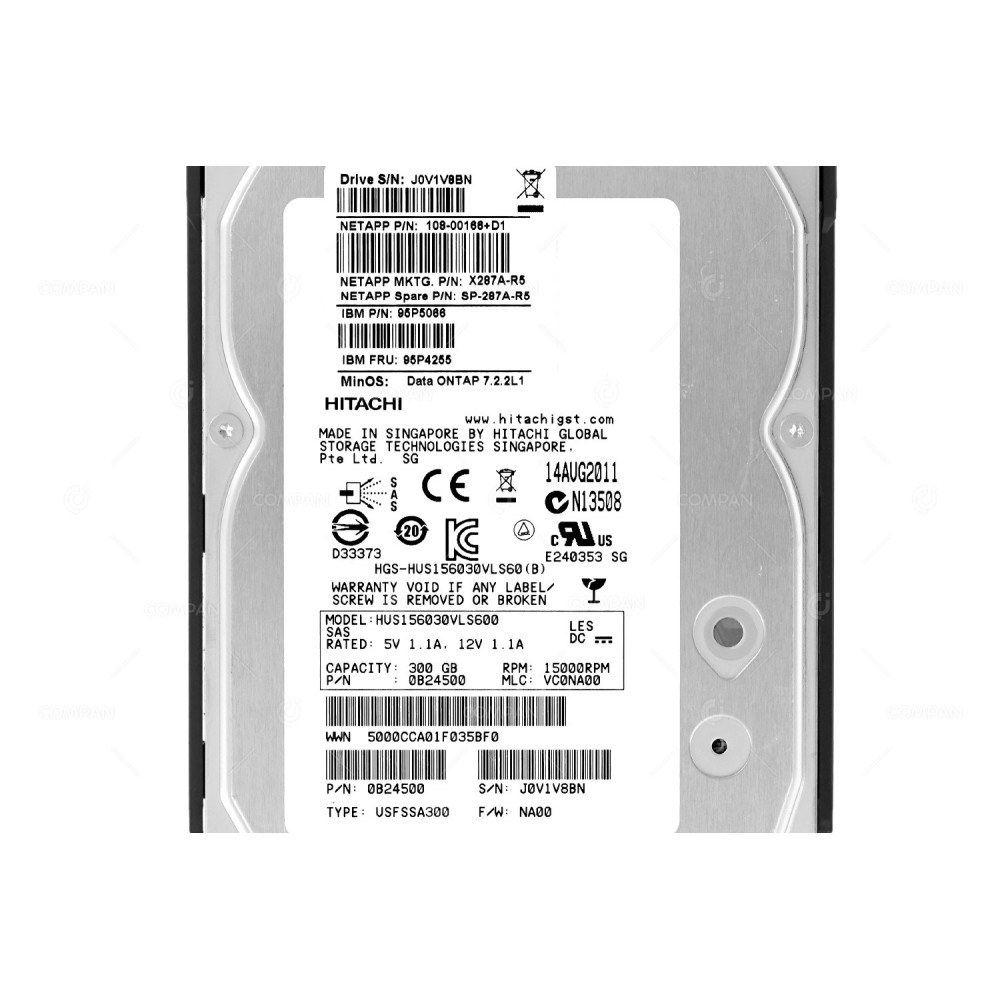 X287A-R5 NETAPP HDD 300GB 15K SAS 3G 3.5" LFF HOT-SWAP FOR FAS2000