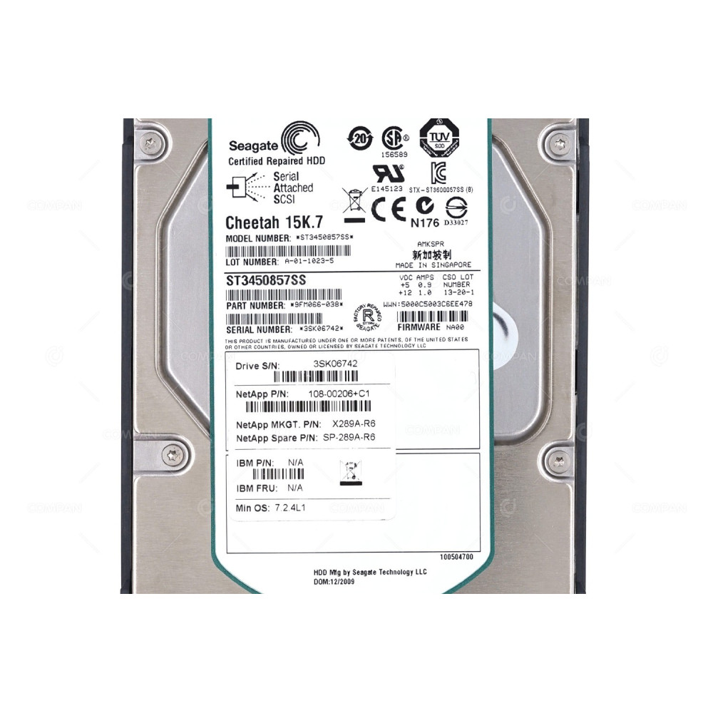 X289A-R5 NETAPP HDD 450GB 15K SAS 3G 3.5" LFF HOT-SWAP FOR FAS20X0