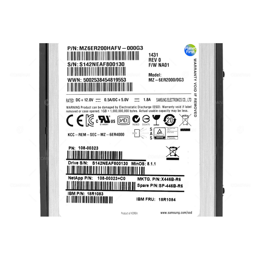 X446B-R6 NETAPP SSD 200GB SAS 6G 2.5" SFF HOT-SWAP FOR NETAPP FAS2240-2