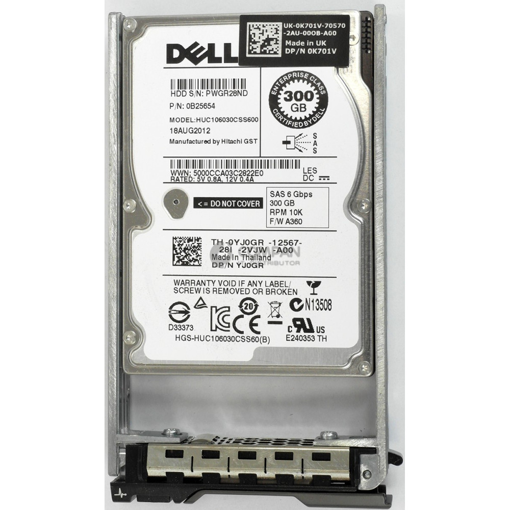 YJ0GR DELL HDD 300GB 10K SAS 6G 2.5" SFF HOT-SWAP