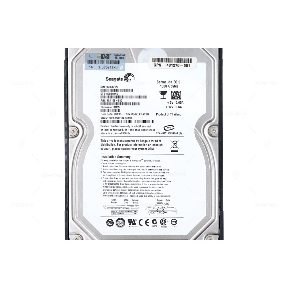 480942-001 HP 1TB 7.2K 3G DP SATA 3.5 LFF HOT-SWAP FOR MSA2000