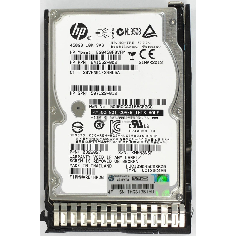 653956-001 HP HDD 450GB 10K SAS 6G 2.5" SFF HOT-SWAP