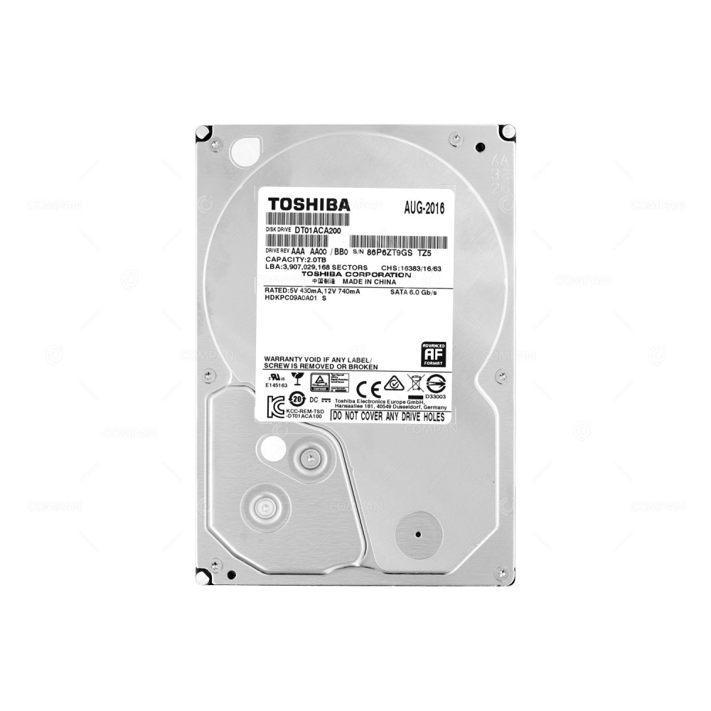 DT01ACA200 TOSHIBA HDD 2TB 7.2K SATA 6G 3.5" LFF 64MB CACHE