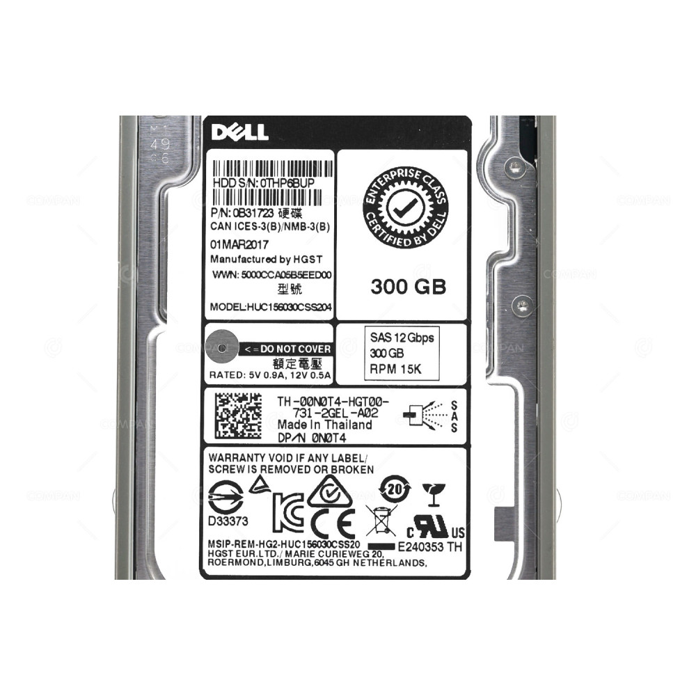 0N0T4 DELL HDD 300GB 15K SAS 12G 3.5" LFF