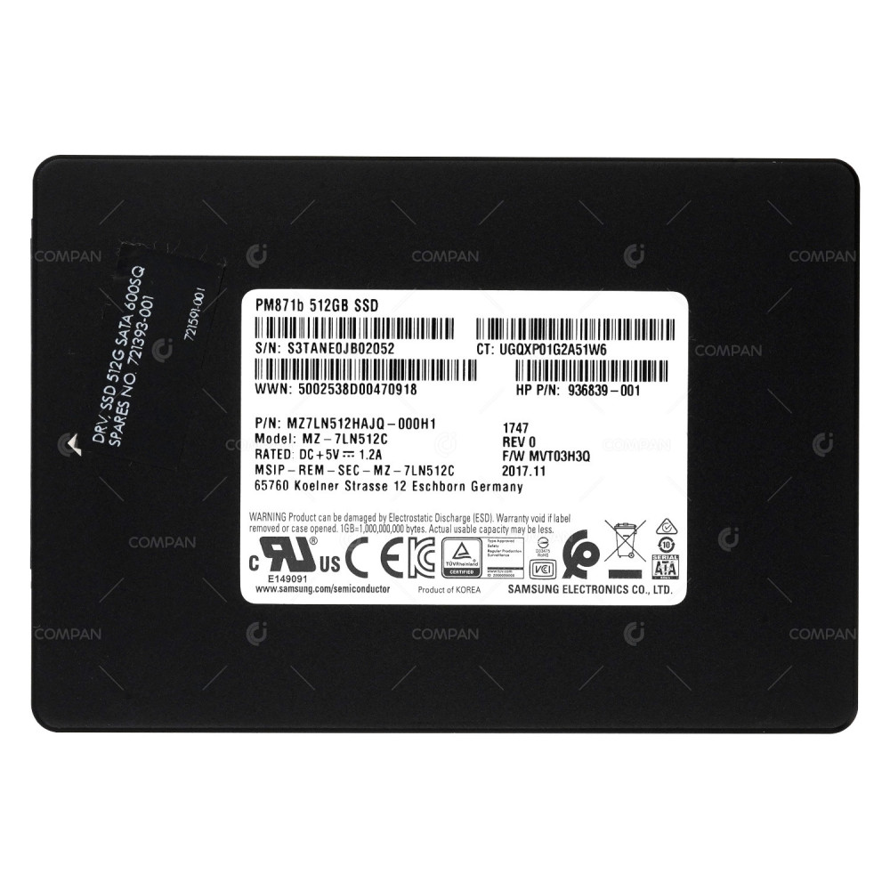 721393-001 HP SSD 512GB SATA 6G 2.5" SFF