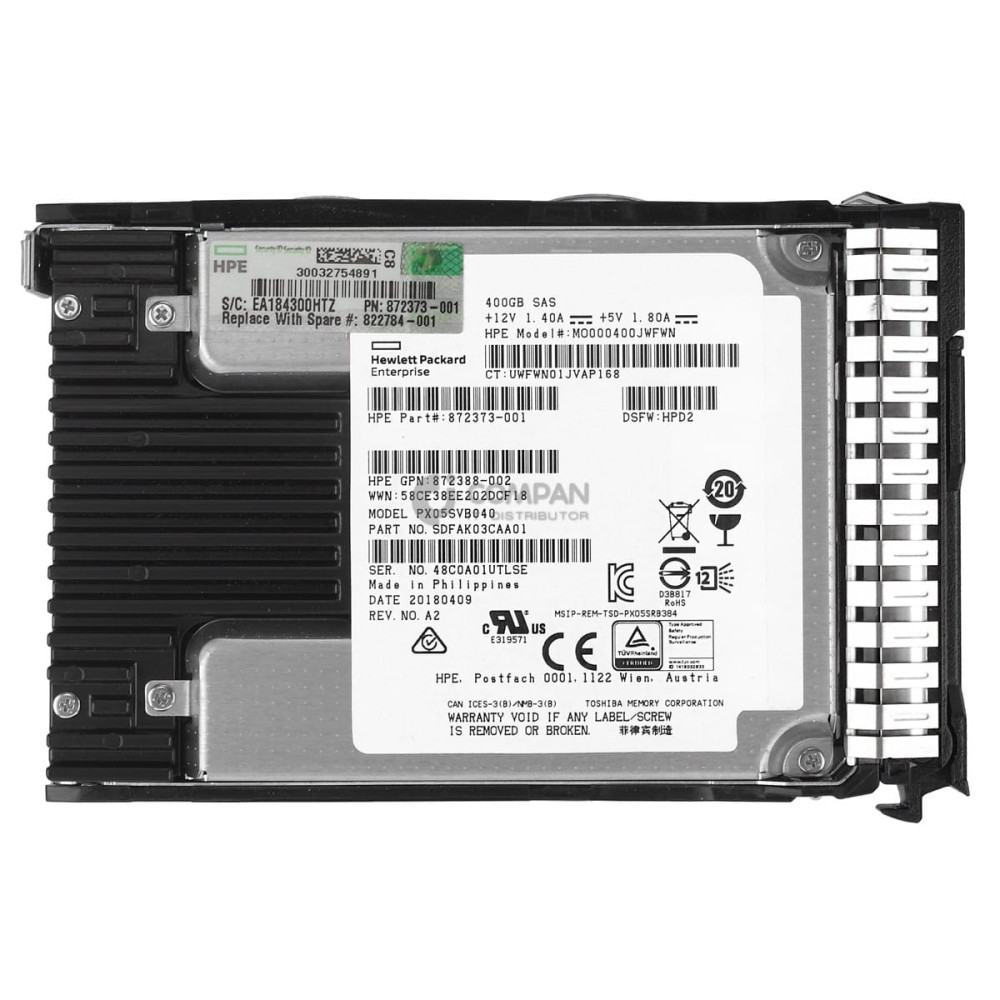 822784-001 HP SSD 400GB SAS 12G MU SC 2.5" SFF HOT-SWAP