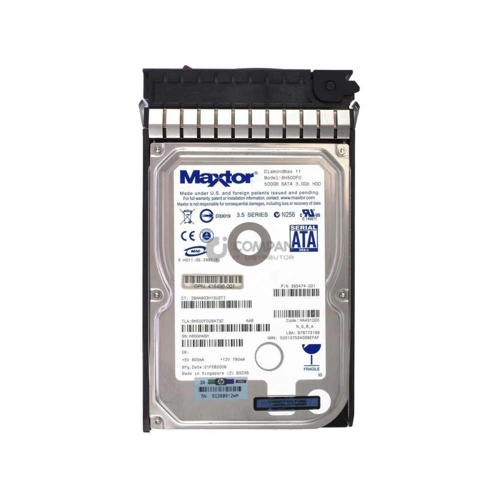 416509-001 HP HDD 500GB 7.2K SATA 3.5" LFF