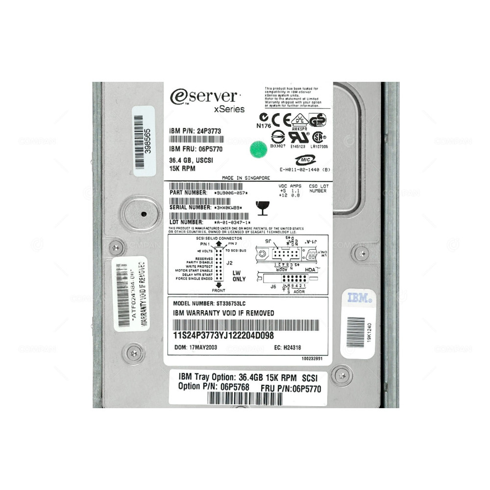 06P5770 IBM 36GB 15K U160 SCSI 3.5 LFF HOT-SWAP