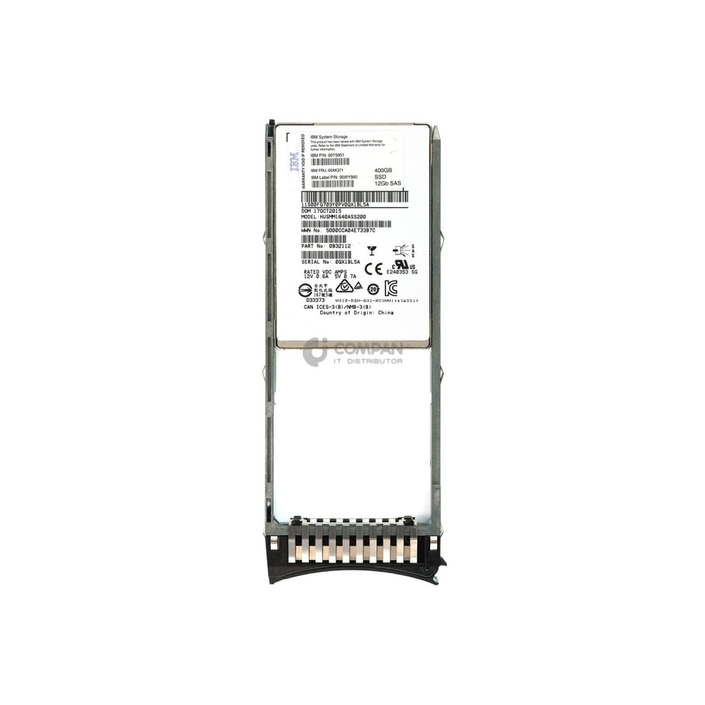 00AK371 IBM SSD 400GB SAS 12G 2.5" SFF HOT-SWAP FOR STORWIZE V5000 G1