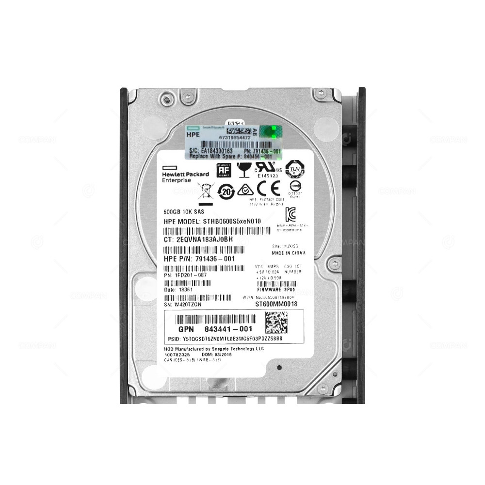840456-001 HP 600GB 10K 6G 2.5 SFF SAS HOT-SWAP 3PAR 7000 7400 M6710