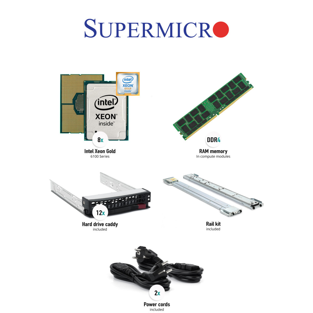 Supermicro SYS-6029TP-HTR Server X11DPT-PS 8x Xeon Gold 6126 512GB DDR4