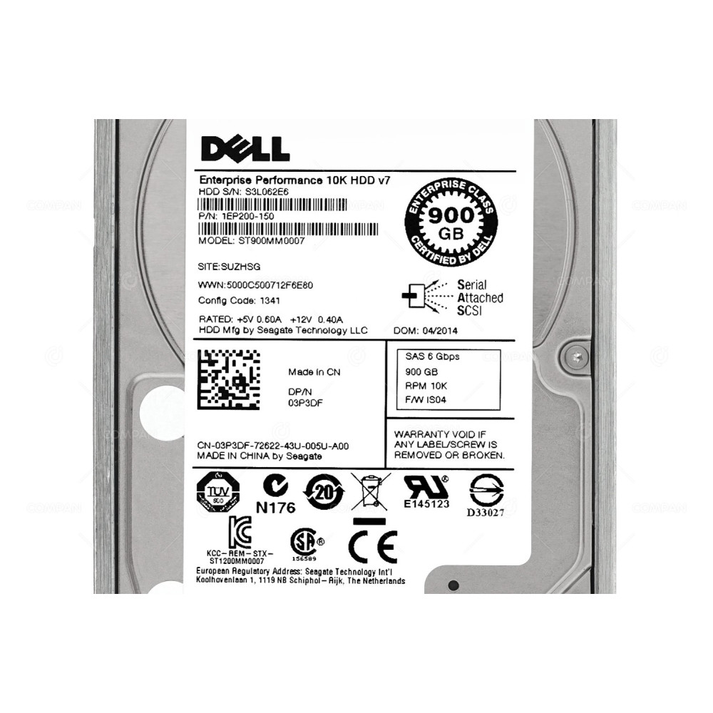 3P3DF DELL HDD 900GB 10K SAS 6G 2.5" SFF HOT-SWAP