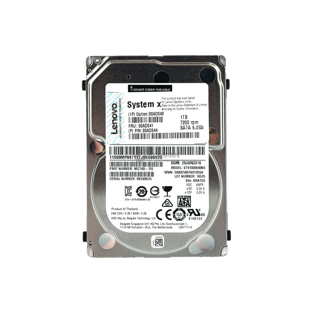 00AD041 IBM LENOVO HDD 1TB 7.2K SATA 6G 2.5" SFF