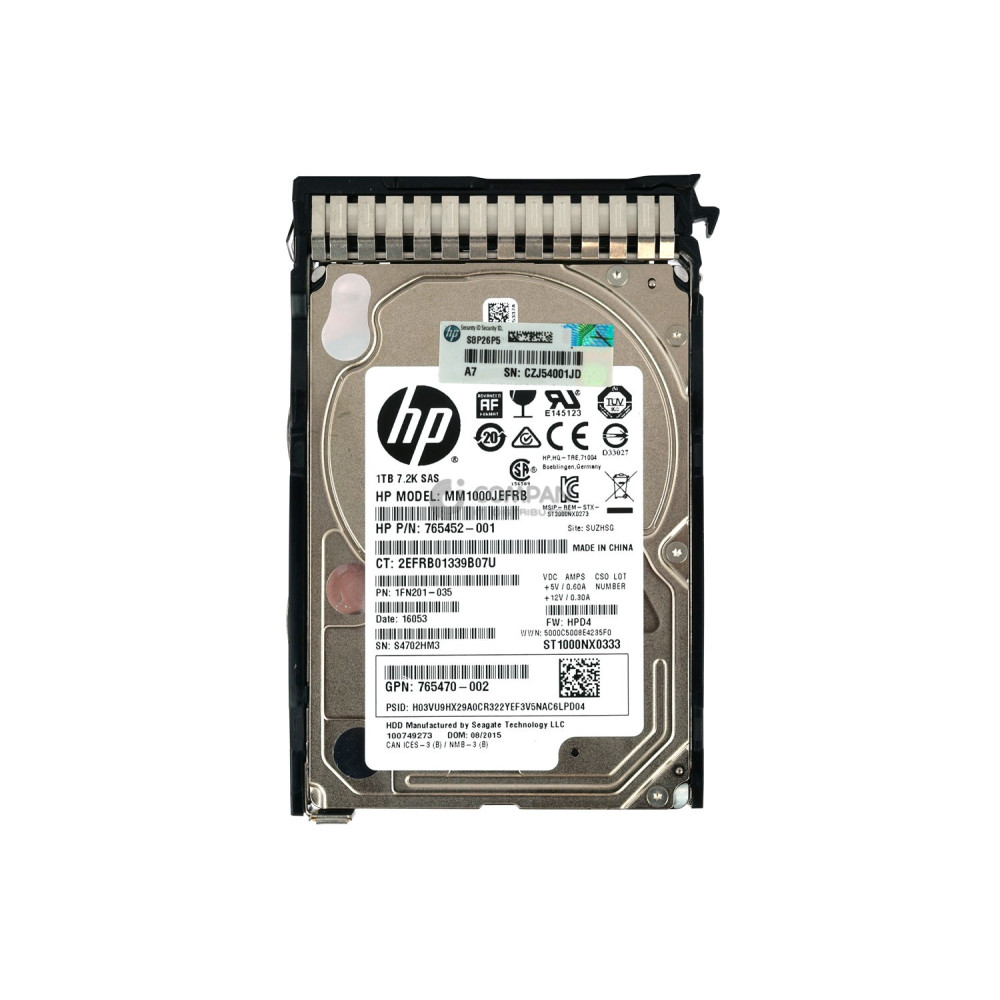 765872-001 HP HDD 1TB 7.2K SAS 12G 2.5" SFF