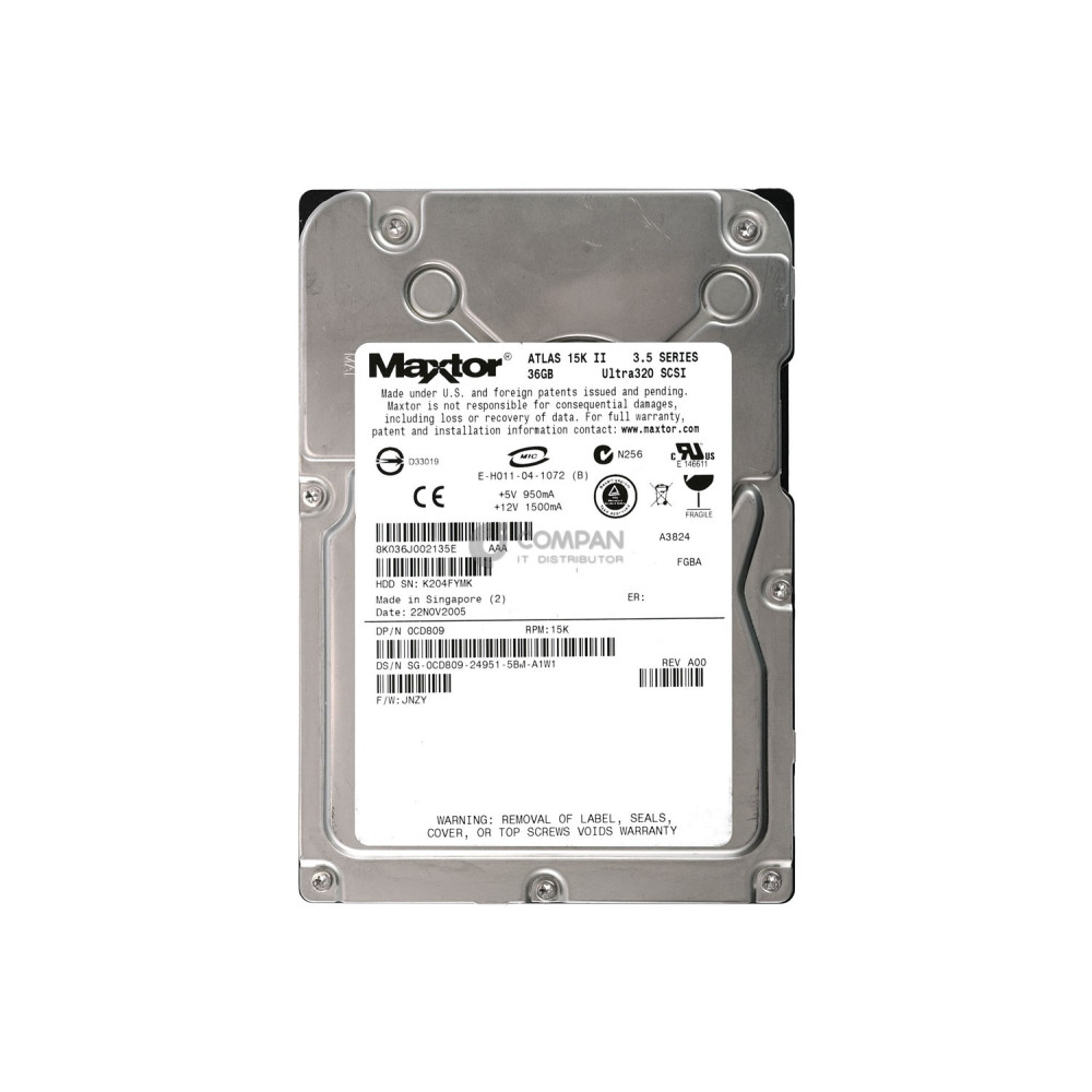 CD809 DELL HARD DRIVE 36GB 15K 3.5 U320 SCSI 80PIN