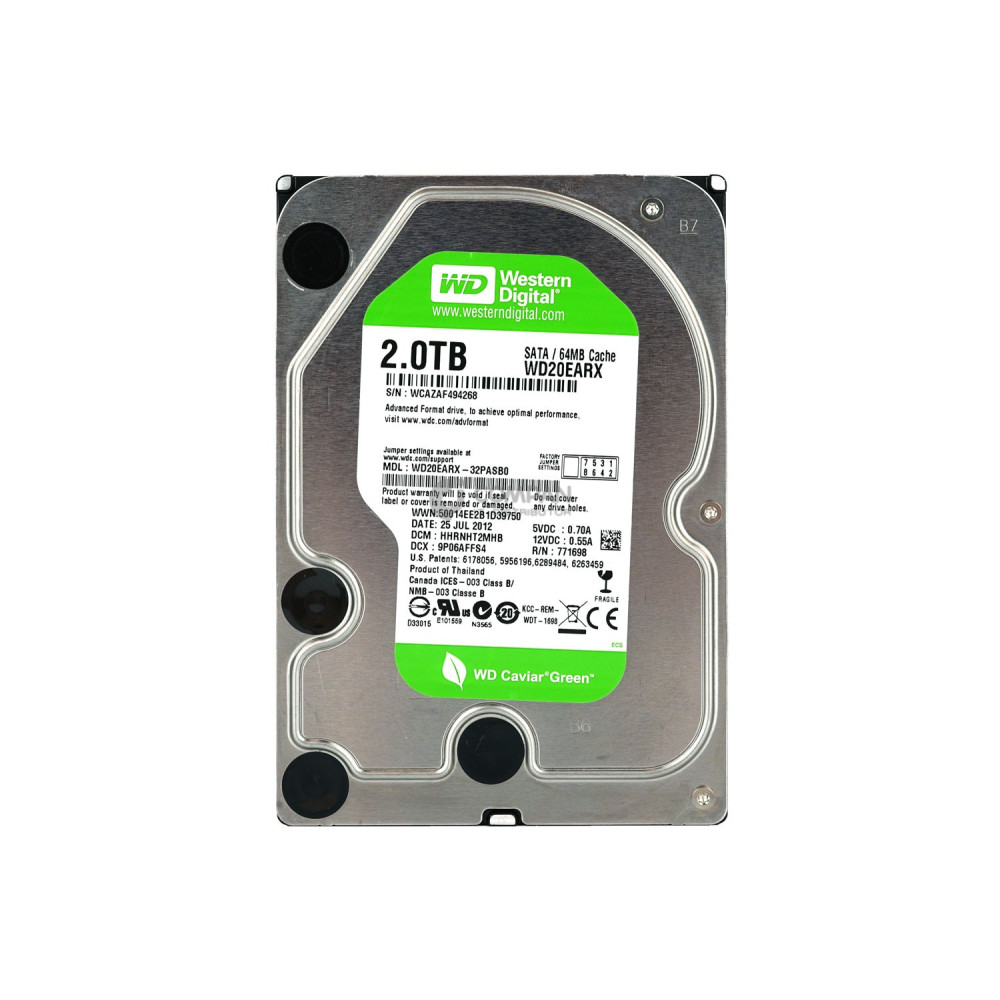 WD20EARX WD HARD DRIVE 2TB 7.2K 6G 64MB SATA LFF