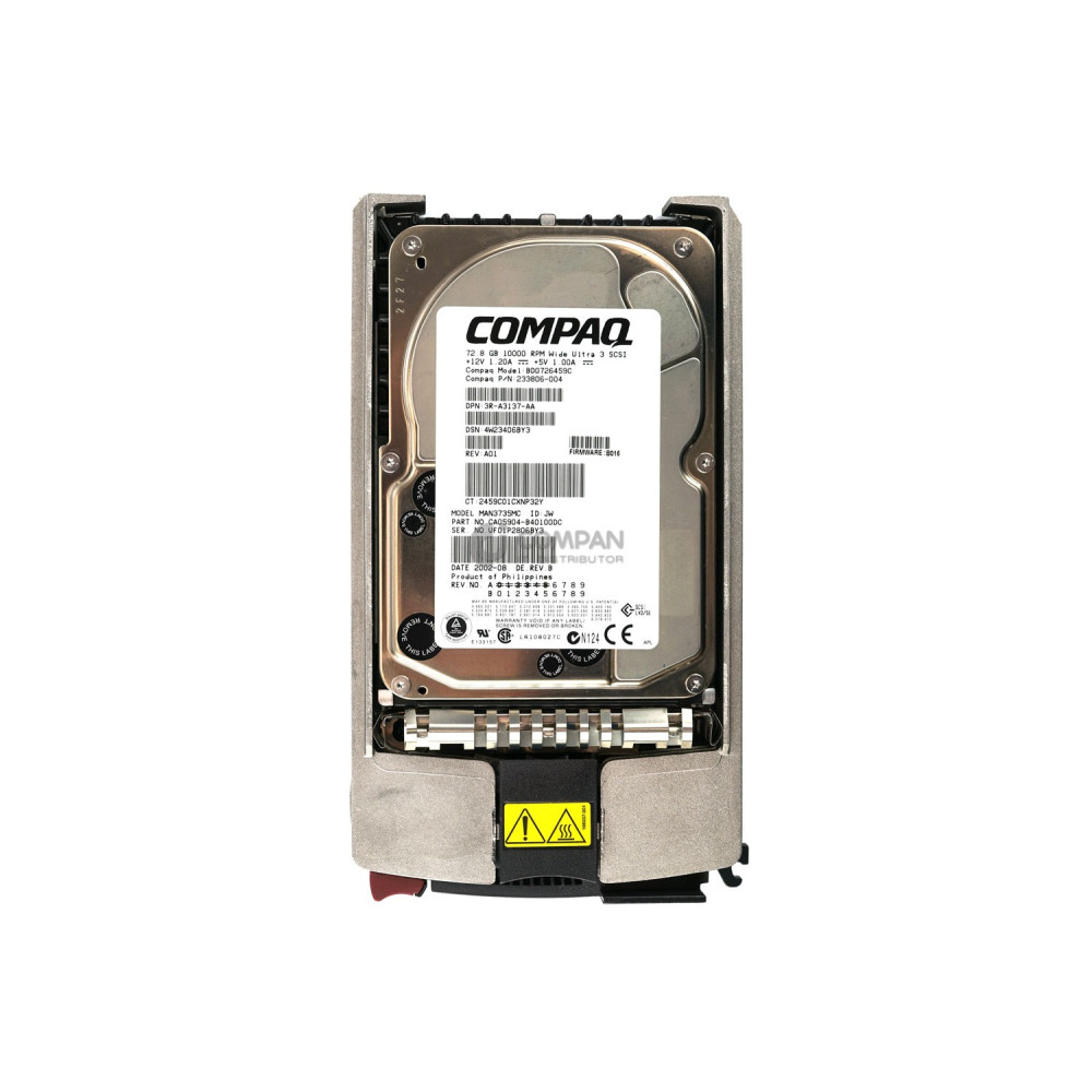 233349-001 HP 72GB 10K U3 SCSI 3.5 LFF HOT-SWAP