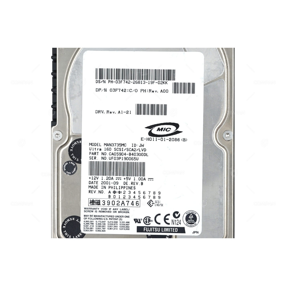 3F742 DELL HARD DRIVE 73GB 10K U160 3.5 SCSI