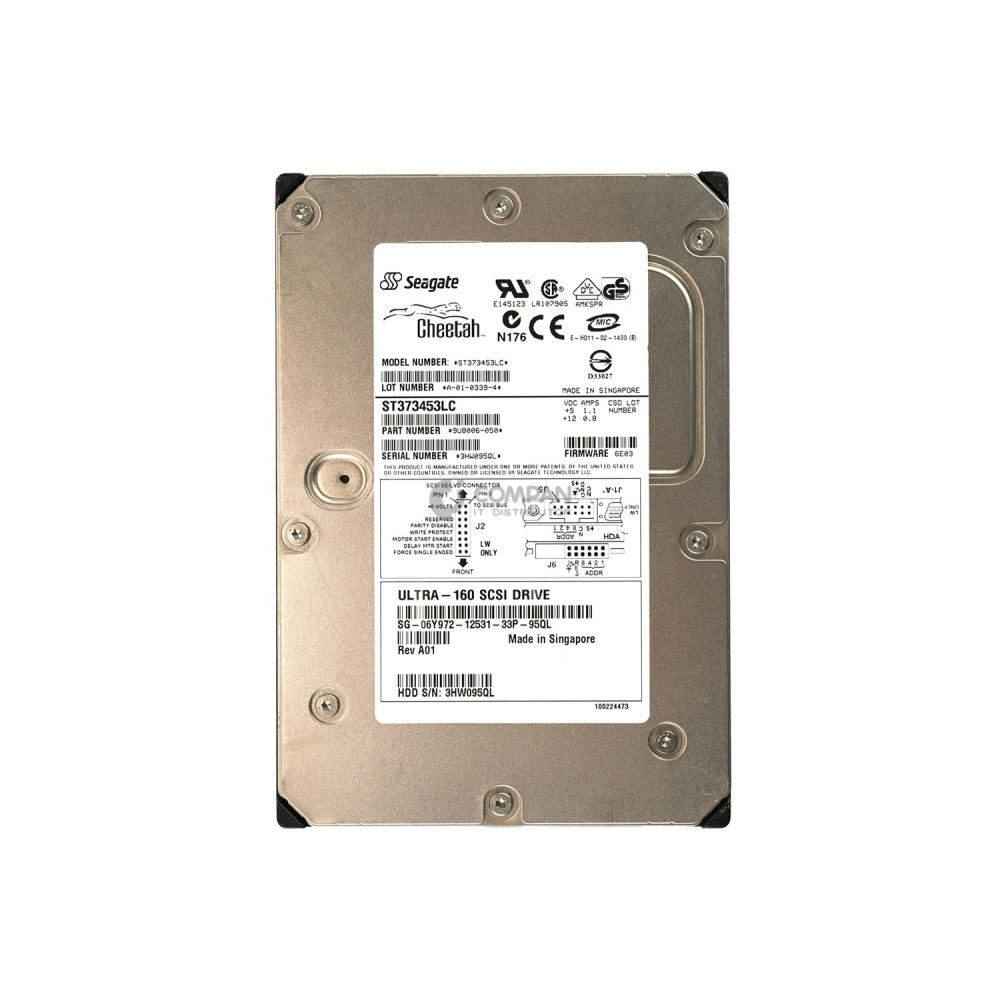 6Y972 DELL HARD DRIVE 73GB 15K 3.5 U320 SCSI
