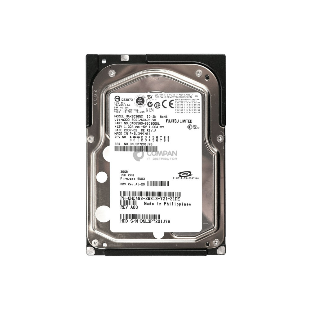 HC488 DELL HARD DRIVE 36GB 15K 3.5 U320 SCSI