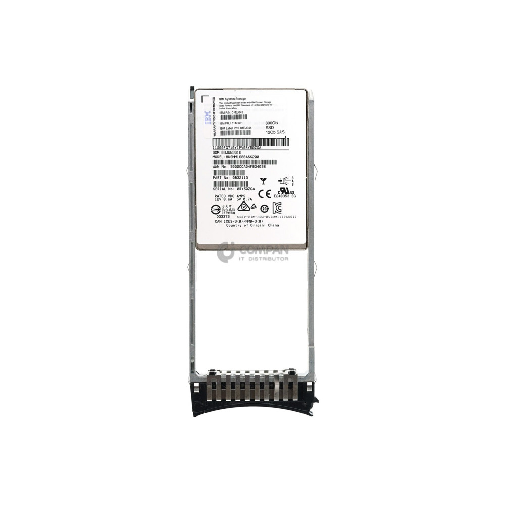 01AC601 IBM SSD 800GB SAS 12G 2.5" SFF HOT-SWAP FOR STORWIZE V5000 G2