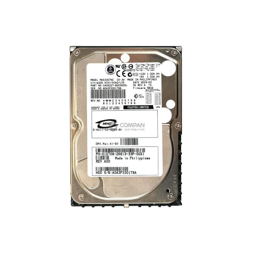 1X708 DELL HARD DRIVE 36GB 15K 3.5 U320 80PIN