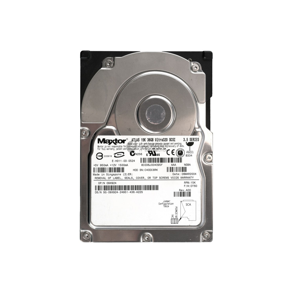 9X924 DELL HARD DRIVE 36GB 15K U320 3.5 SCSI HOT-SWAP