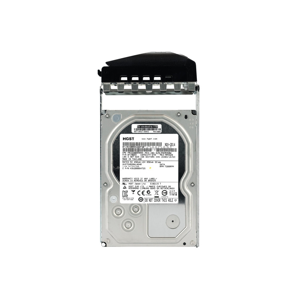 657-0017-0001 EMC HDD 2TB DE-STROKED TO 1TB 7.2K SATA 6G 3.5" LFF
