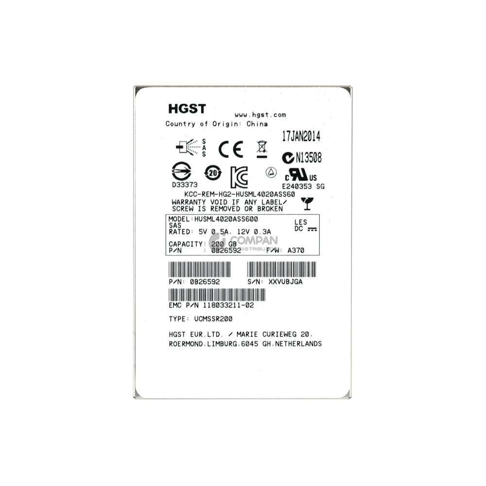 005050441 EMC SSD 200GB SAS 6G 2.5" SFF IN 3.5" FOR EMC VMAX