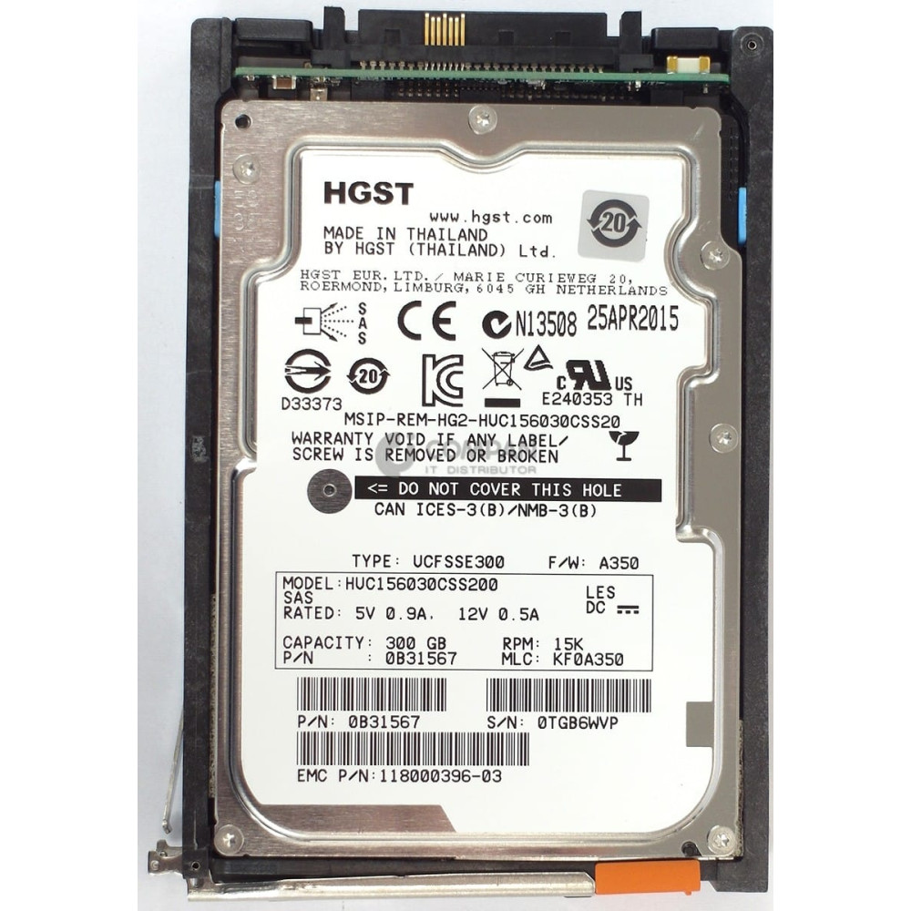005050934 EMC HDD 300GB 15K SAS 6G 2.5" SFF HOT-SWAP FOR EMC VNX