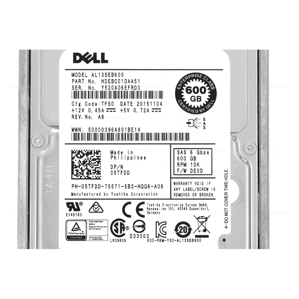 5TFDD DELL HDD 600GB 10K SAS 6G 2.5" SFF HOT-SWAP