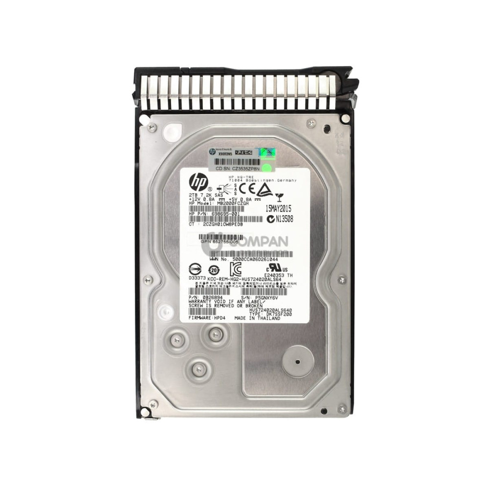 653948-001 HP HDD 2TB 7.2K SAS 6G 3.5" LFF 698695-001, 652757-B21