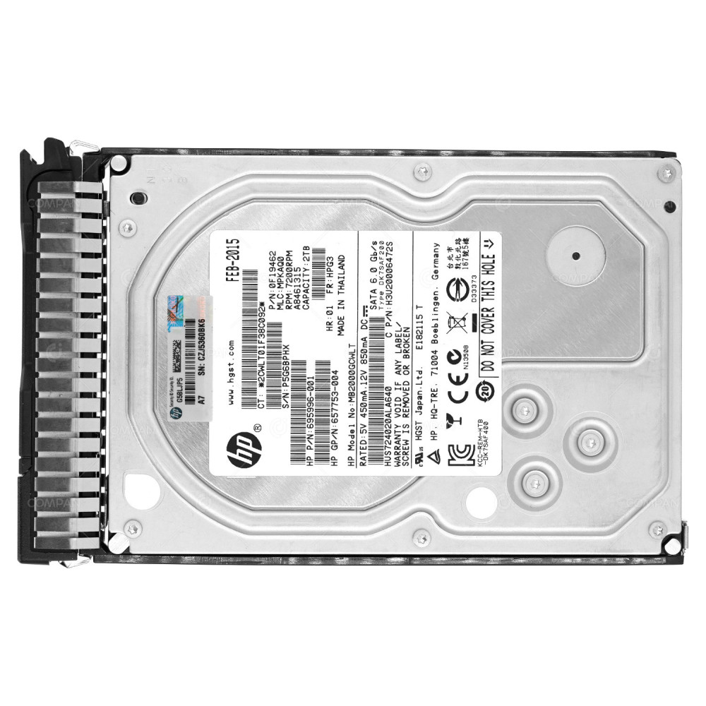 658102-001 HP HDD 2TB 7.2K SATA 6G 3.5" LFF HOT-SWAP