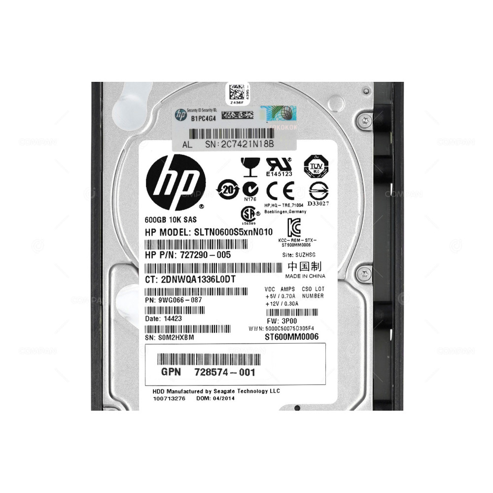 727398-001 HP HDD 600GB 10K SAS 6G 2.5" SFF HOT-SWAP FOR 3PAR STORESERV