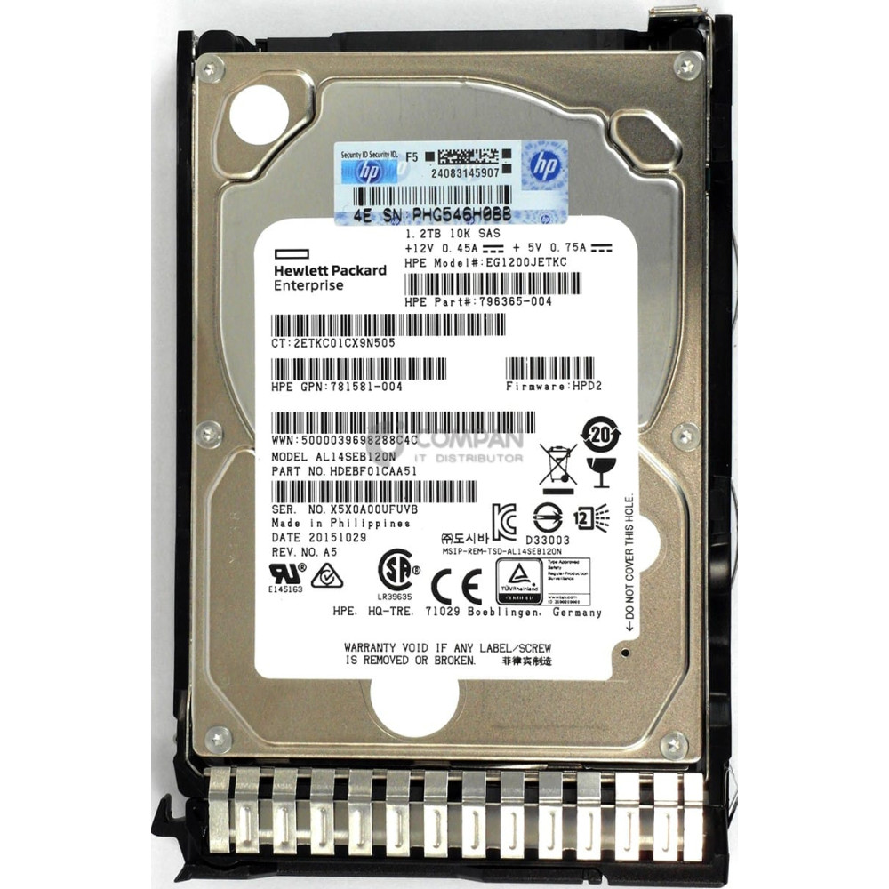 781578-001 HP HDD 1.2TB 10K SAS 12G 2.5" SFF SC HOT-SWAP