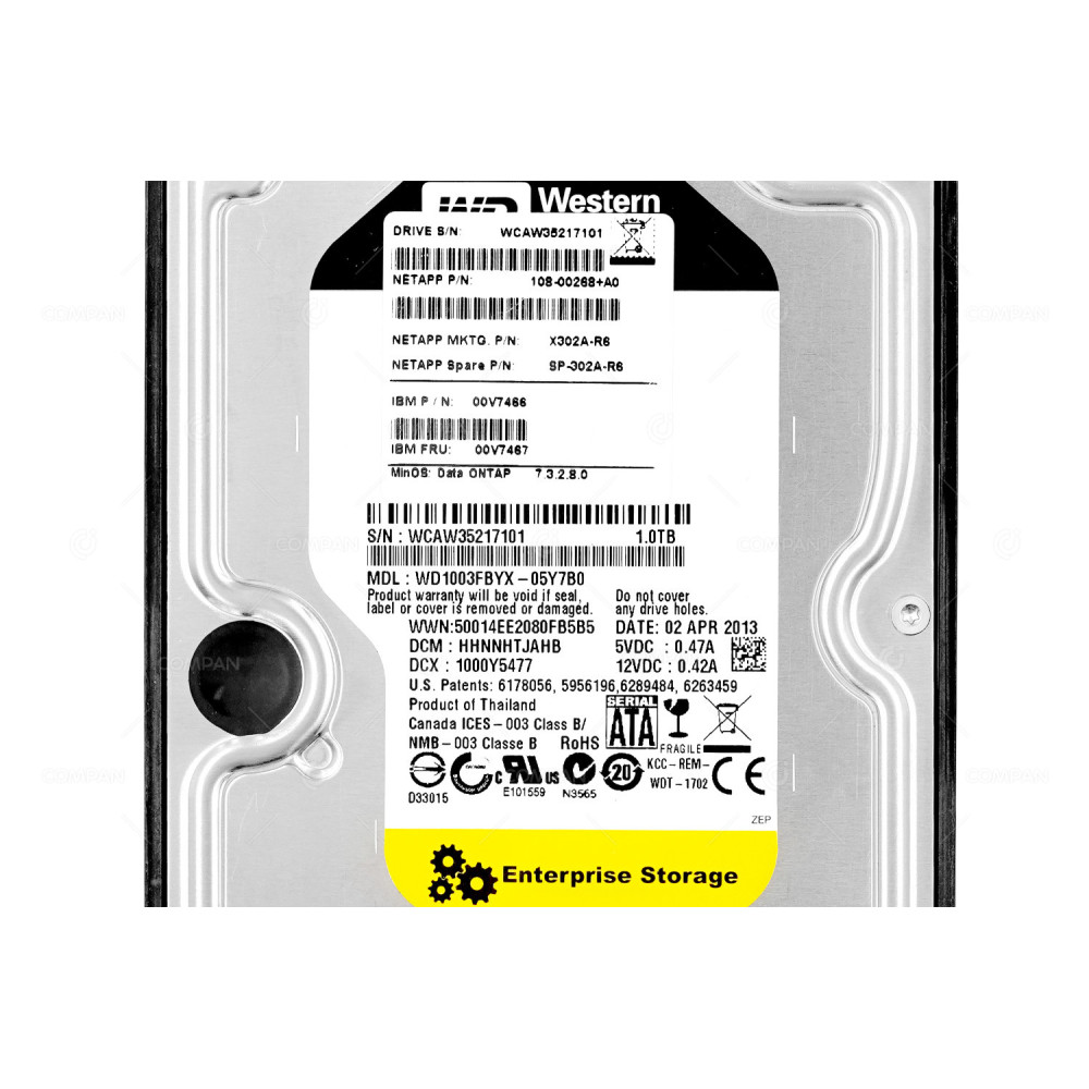 X302A-R5 NETAPP HDD 1TB 7.2K SATA 3G 3.5" LFF HOT-SWAP FOR NETAPP DS4243