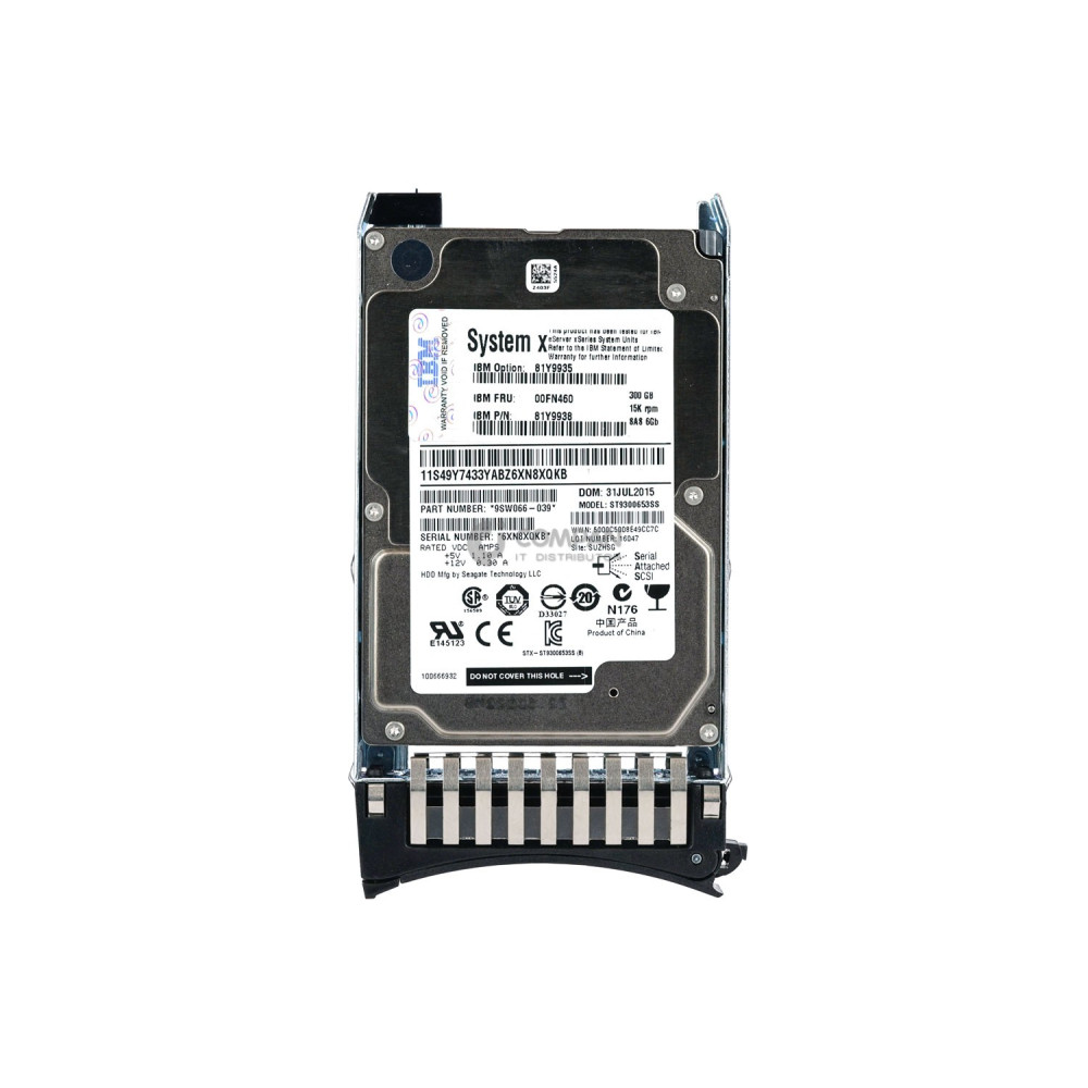 00FN460 IBM HDD 300GB 15K SAS 6G 2.5" SFF