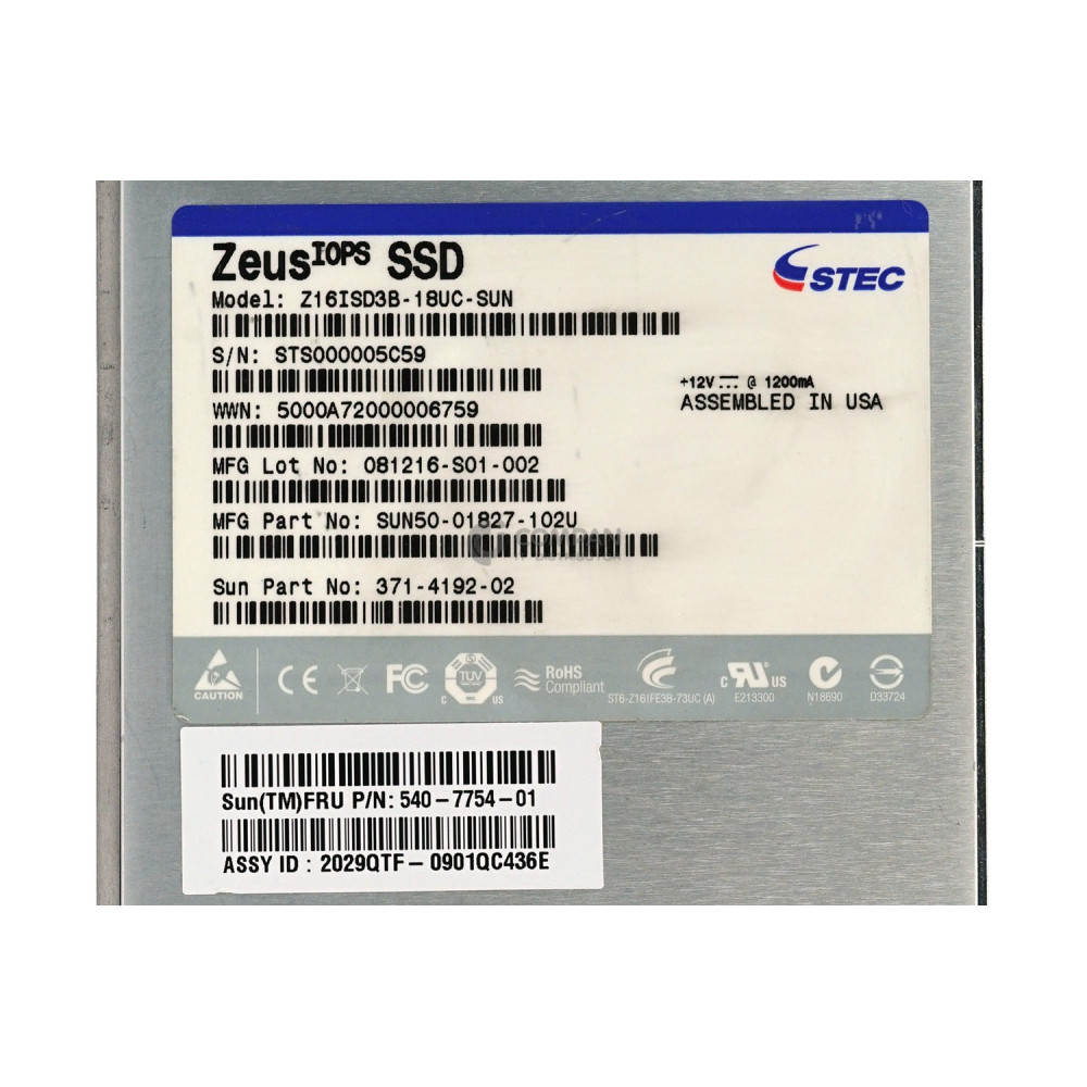540-7754-01 SUN 18GB FLASH SATA 3.5 LFF SSD