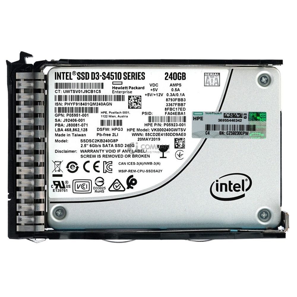 P08565-001 HPE 240GB 6G SATA DS 2.5 SFF SSD