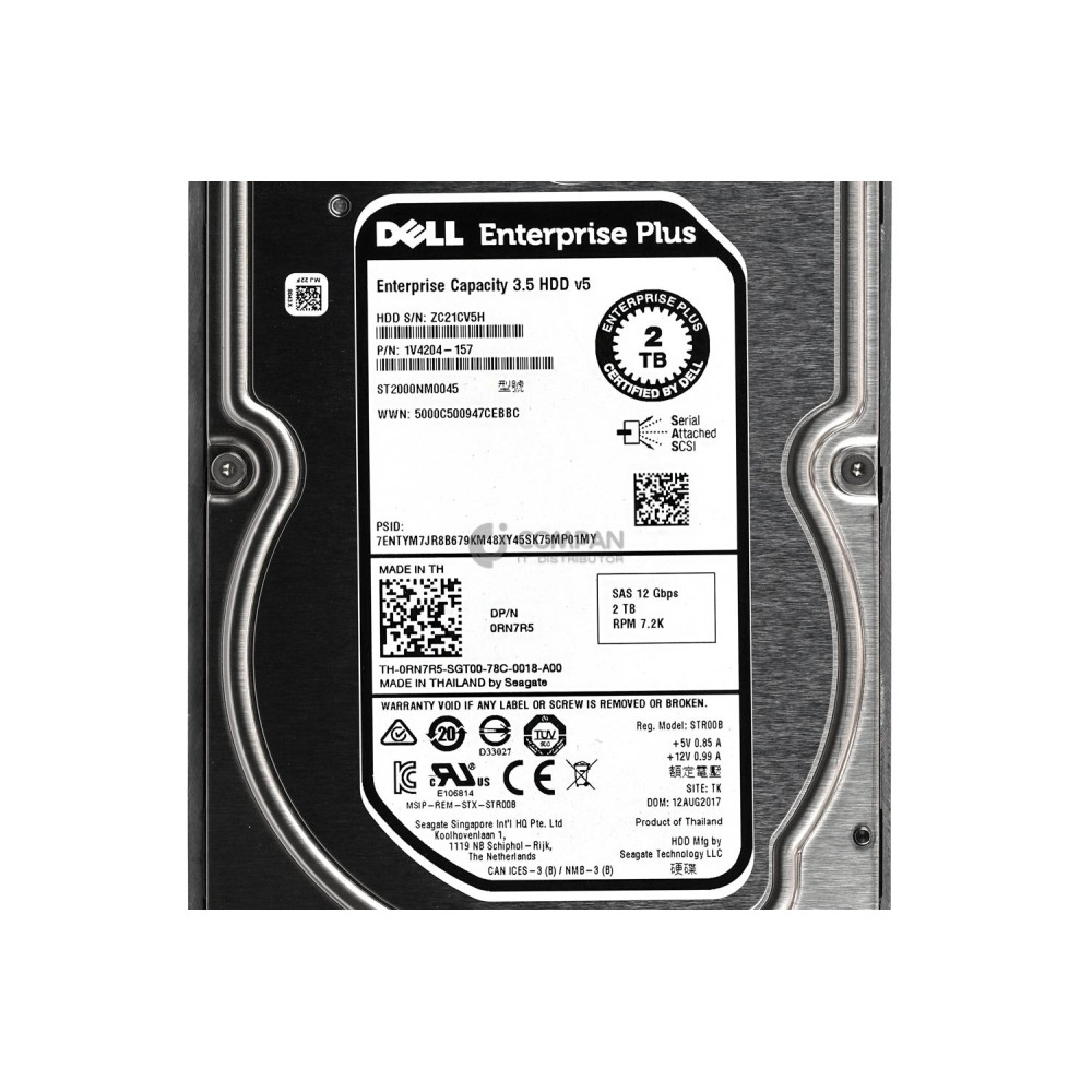 RN7R5-CML DELL HDD CML 2TB 7.2K 12G SAS 3.5" LFF HOT-SWAP FOR COMPELLENT