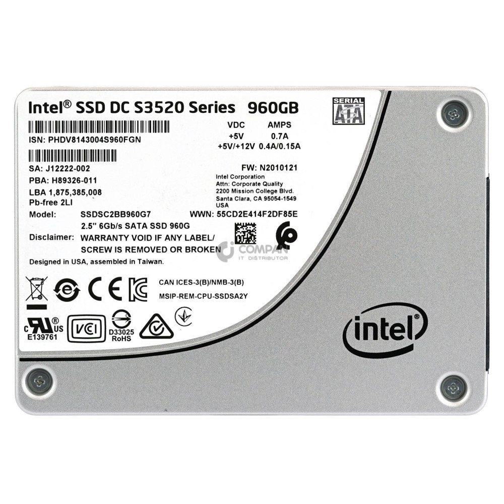 SSDSC2BB960G7 INTEL SSD DC S3520 SERIES 960GB 2.5' SFF 6G SATA SOLID STATE DRIVE