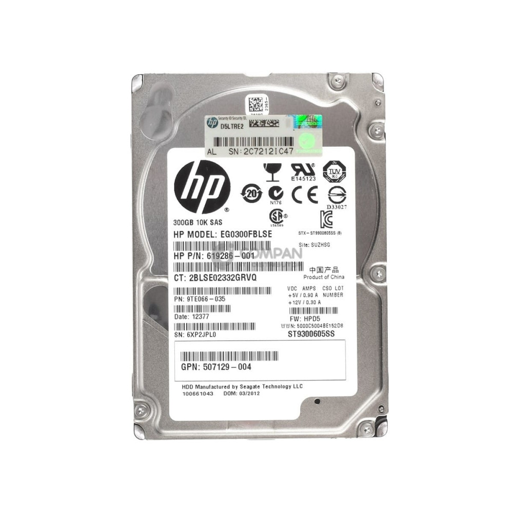 619286-001 HP HDD 300GB 10K SAS 6G 2.5" SFF