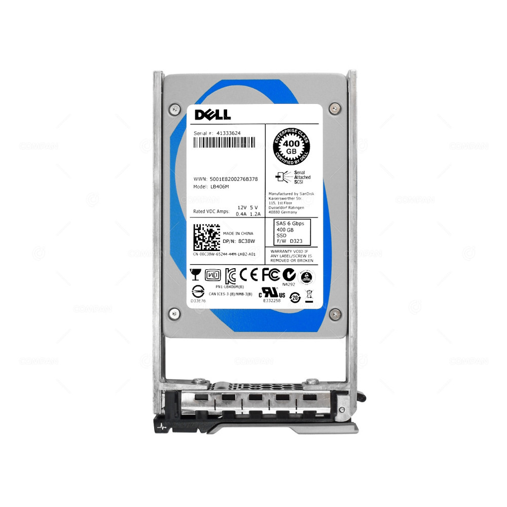 8C38W DELL 400GB 6G SAS SSD MU SLC 2.5 SFF HOT-SWAP R