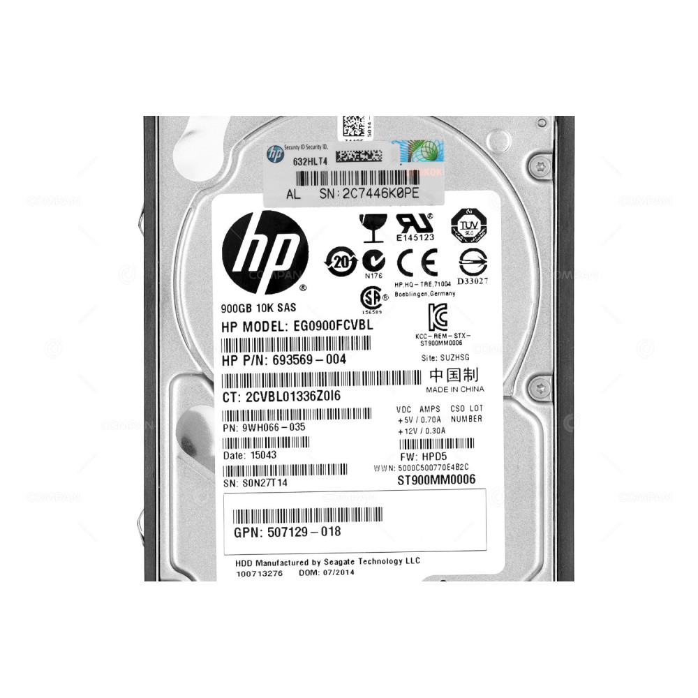 619463-001 HP HDD 900GB  10K  SAS 6G  2.5'' SFF  HOT-SWAP FOR PROLIANT G7 G8