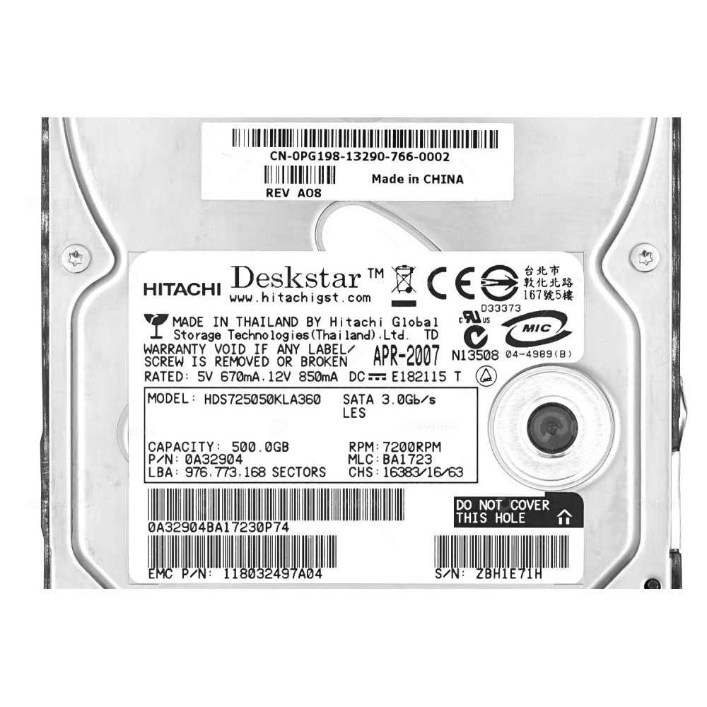 005048607 EMC HDD 500GB 7.2K SATA 3.5" LFF HOT-SWAP