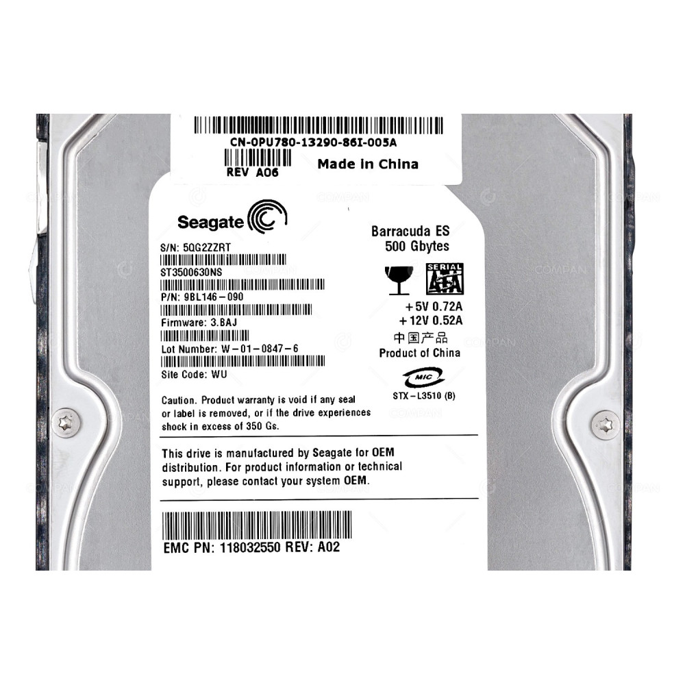 005048718 EMC HDD 500GB 7.2K SATA II 3.5" LFF HOT-SWAP
