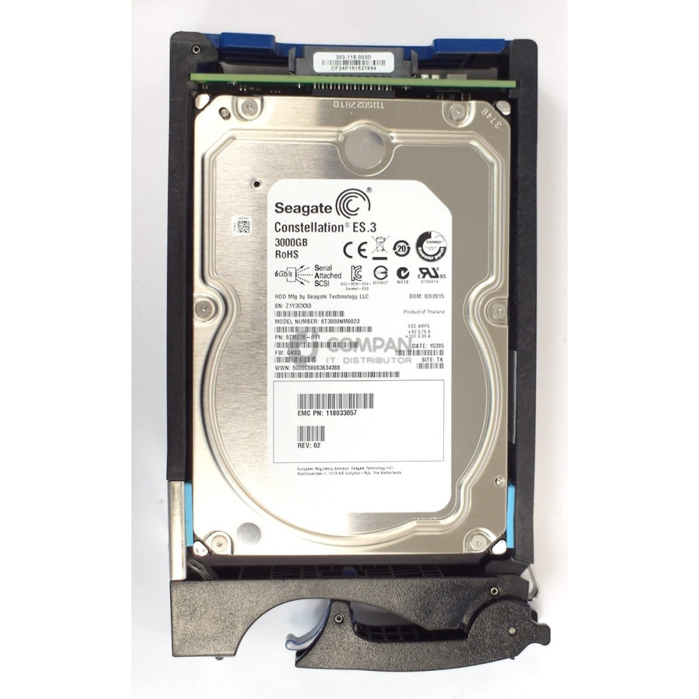 005050145 EMC HDD 3TB 7.2K SAS 6G 3.5" LFF HOT-SWAP FOR VNX5100 5300