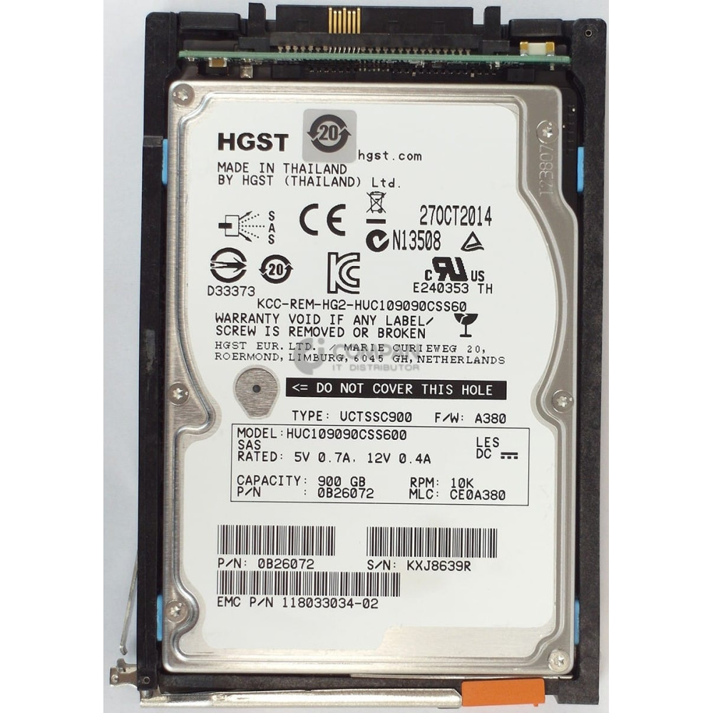 005050350 EMC HDD 900GB 10K SAS 6G 2.5" SFF HOT-SWAP FOR EMC VNX