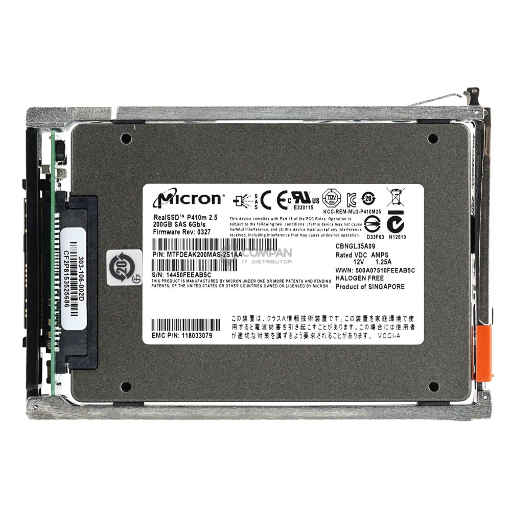 005050599 EMC SSD 200GB SAS 6G 2.5" SFF HOT-SWAP FOR EMC VNX
