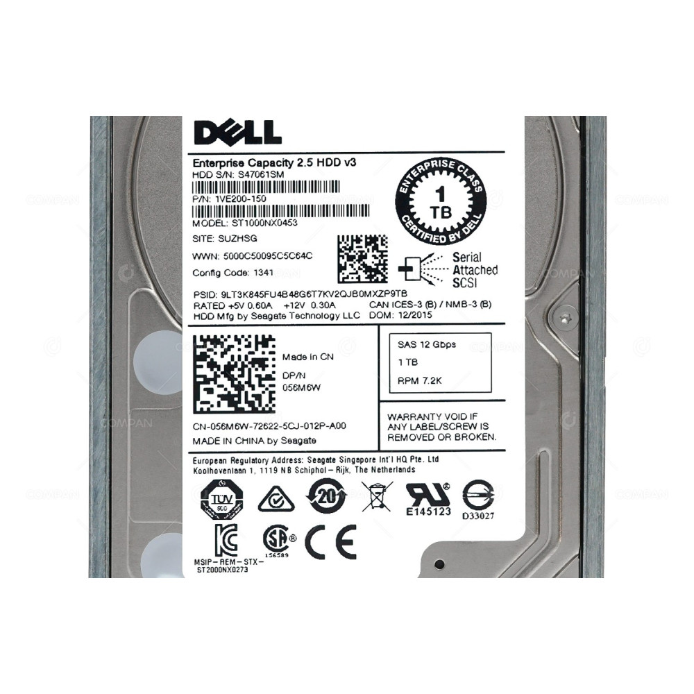 56M6W DELL HDD 1TB 7.2K SAS 12G 2.5" SFF HOT-SWAP